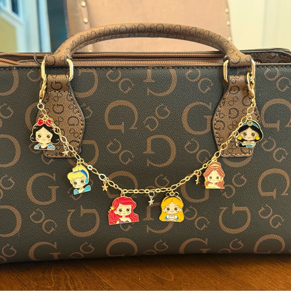 Disney Princess Purse Charm Chain Kawaii Bag Accessory Snow White Ariel Cute